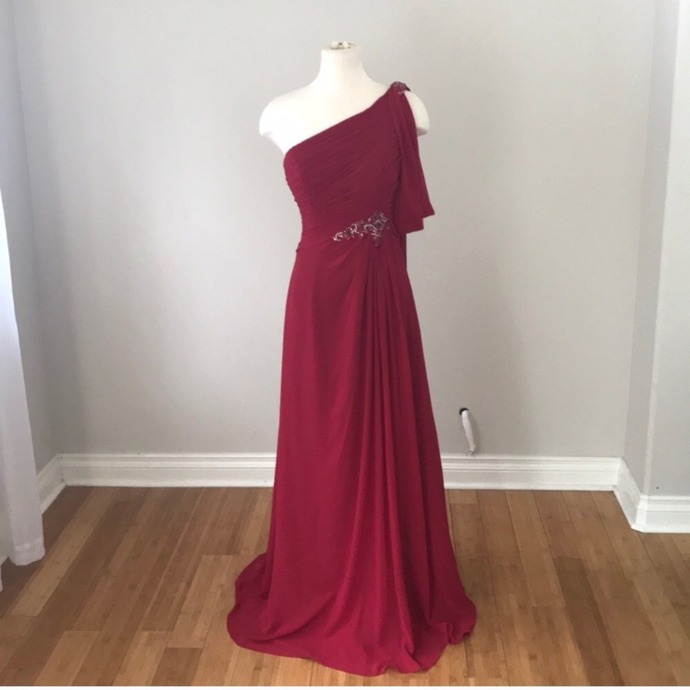 Val Stefani Red One Shoulder Gown